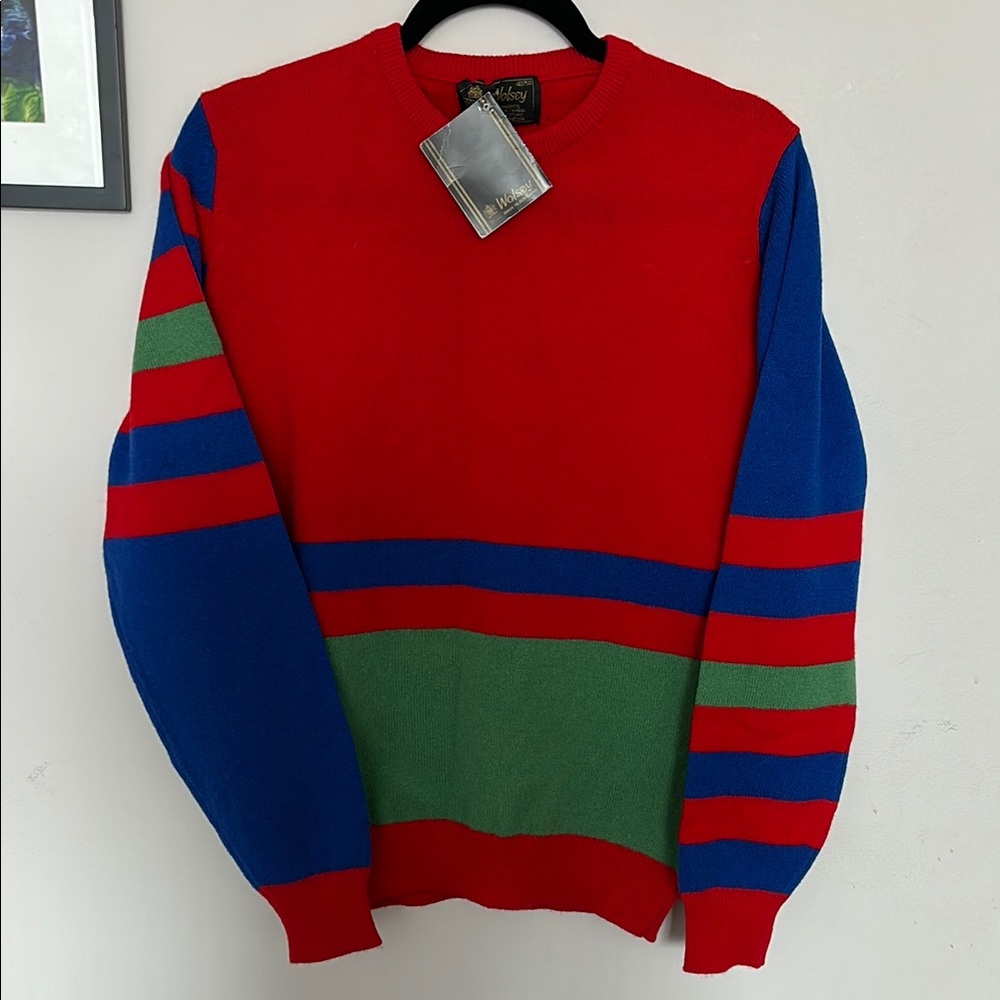 Wosley vintage lambswool sweater made in Scotland color block